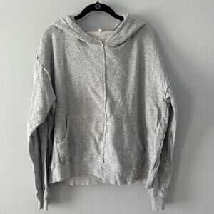 R-13 Men's Spliced Hoodie Heathered Gray Exposed Seam Asymmetrical luxury